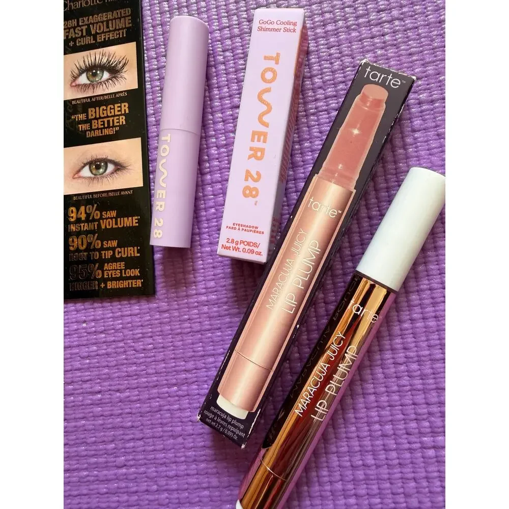 New Charlotte Tilbury Mascara Tarte Maracuja Lip Tower 28 Eyeshadow Makeup Lot